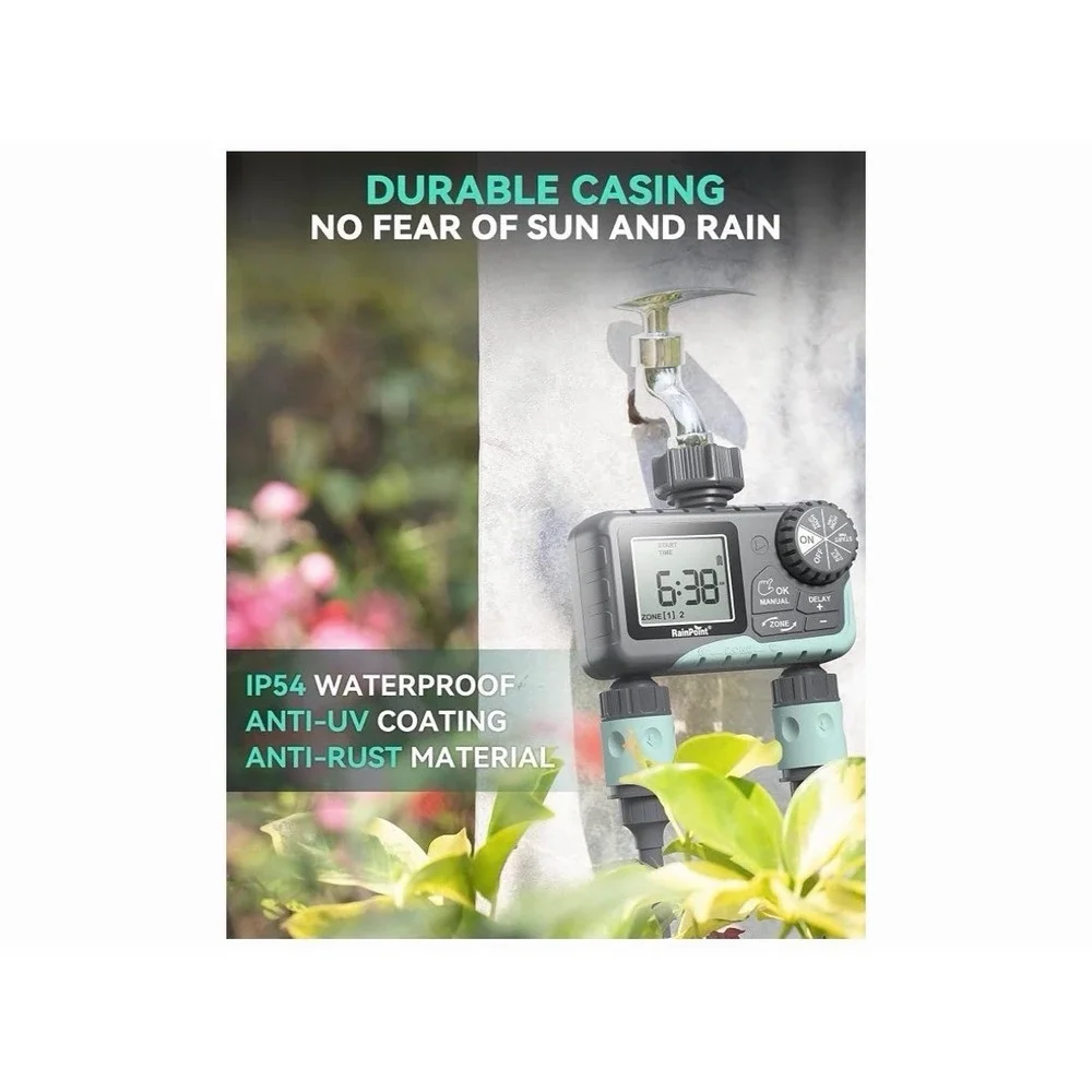RAINPOINT 3 Zone Sprinkler Timer with Brass Inlet Water Timer for Garden